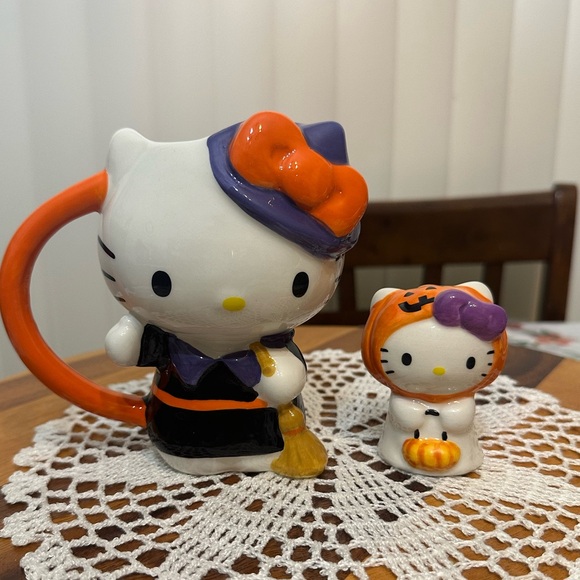 Blue Sky Other - HELLO KITTY HALLOWEEN WITCH FIGURAL MUG AND GHOST ORNAMENT SET
